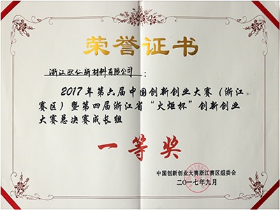 浙江省第四届火炬杯创新创业大赛成长组第一名
