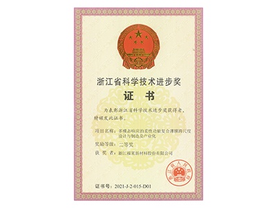 2021年度浙江省科技进步奖二等奖
